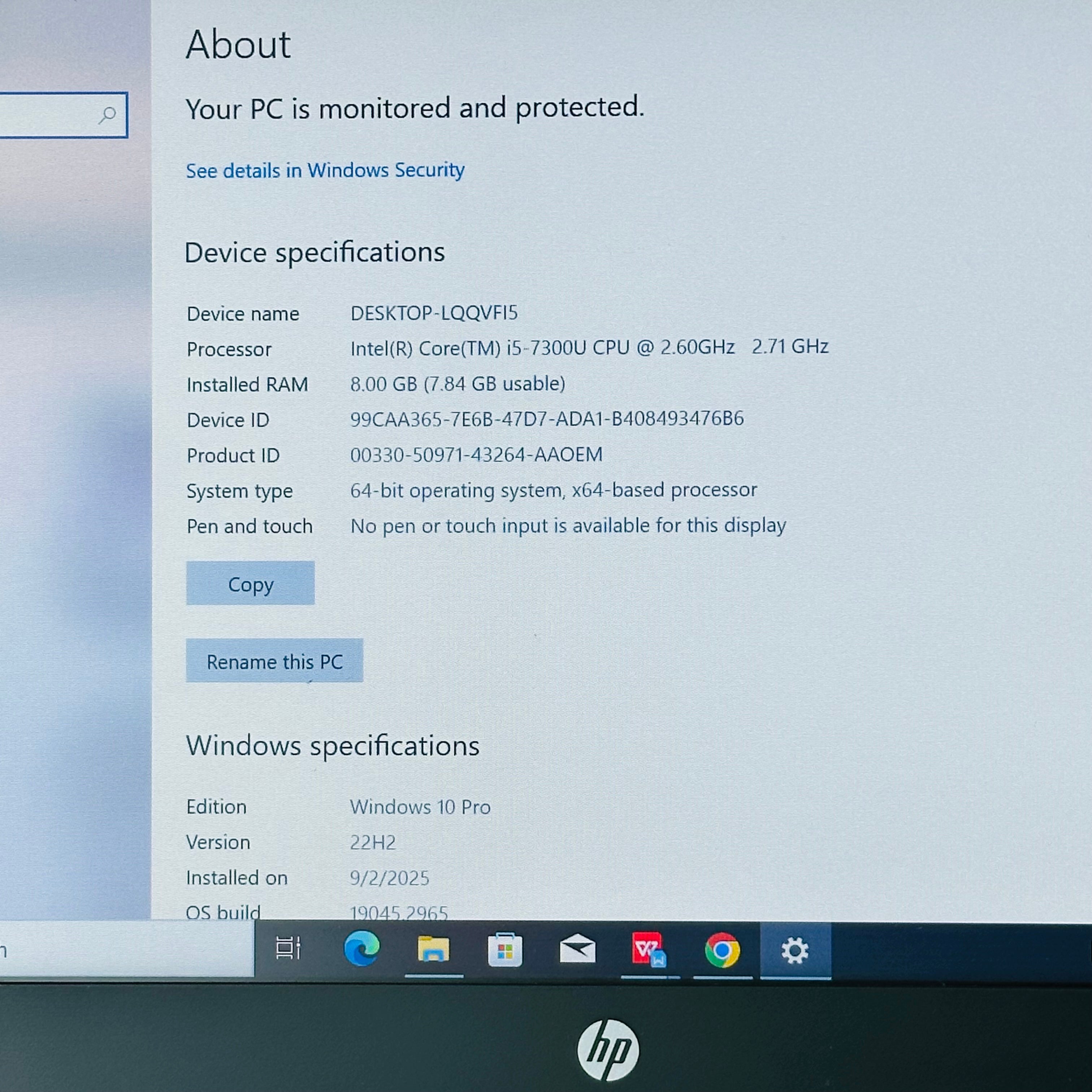 HP probook 640 g3 i5 7th gen 8gb ram 256gb ssd écran 14’’