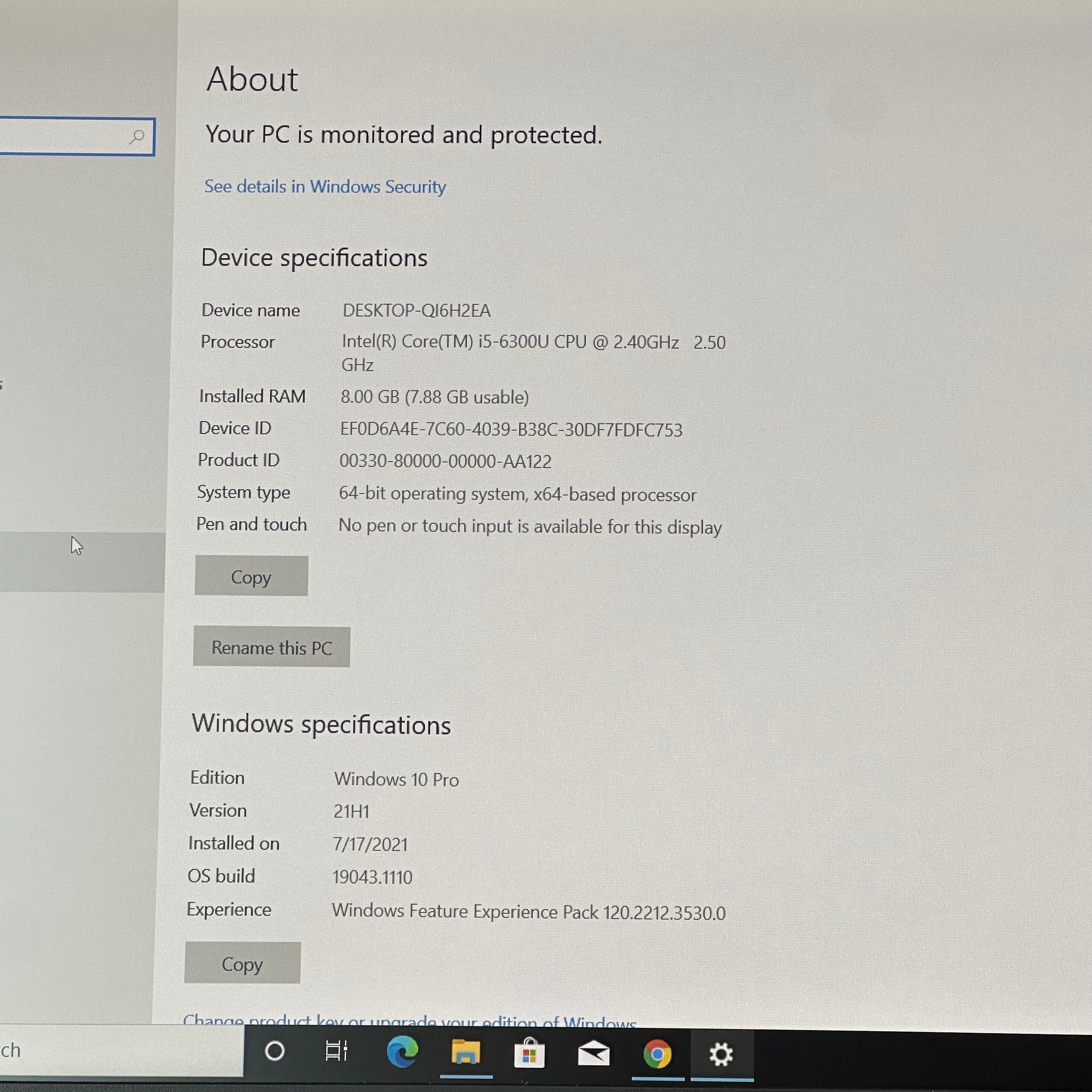 Dell latitude e5580 i5 6th gen 8g/256gb ssd écran 15,6’’ pouce