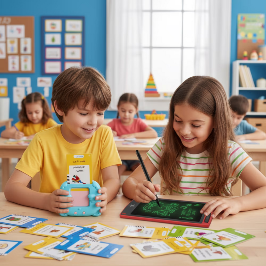 قارئ البطاقات 3 لغات 224 كلمة + هدية لوحة ذكية مجانية